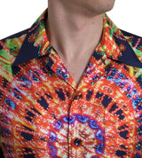 Chemise décontractée boutonnée en soie multicolore