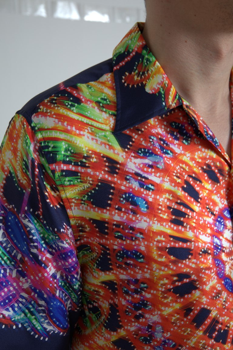 Camicia casual di seta multicolore