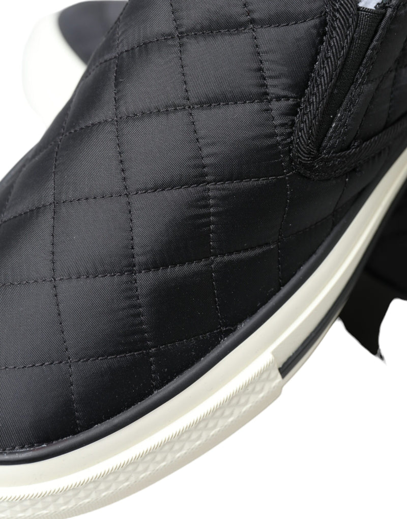 Eleganti sneaker in tela nera trapunte