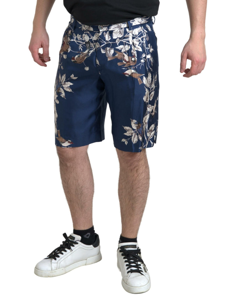 Seidenblumen -Bermuda -Shorts in Blau