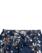 Seidenblumen -Bermuda -Shorts in Blau