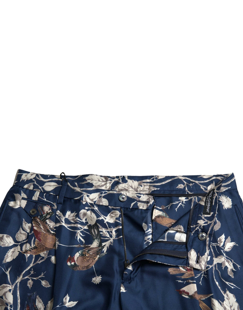 Shorts de Bermudes florales en soie en bleu