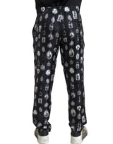 Elegant Silk Joggers with Religious Print