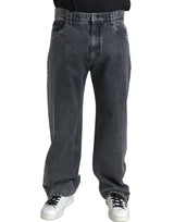 Elegantes jeans de mezclilla recta gris oscuro