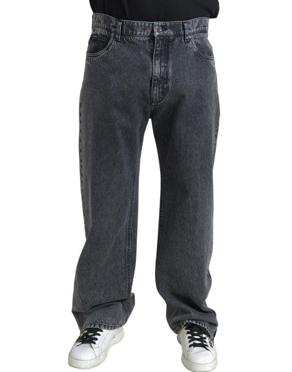 Eleganti jeans in denim dritto grigio scuro