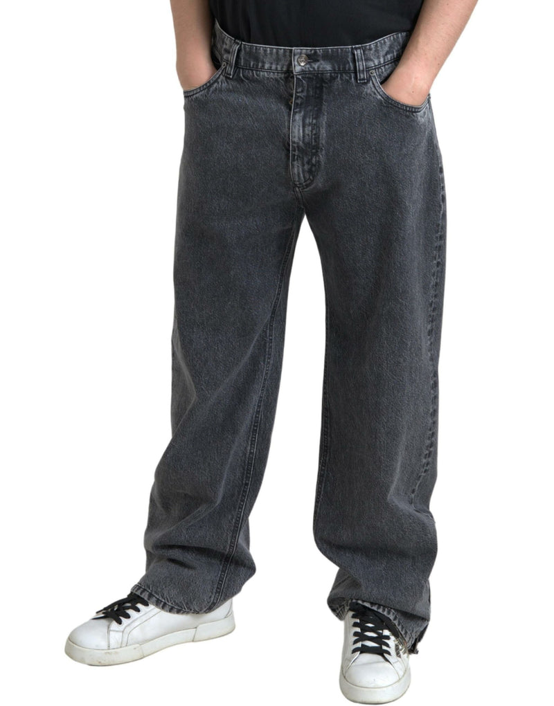 Eleganti jeans in denim dritto grigio scuro