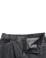 Eleganti jeans in denim dritto grigio scuro