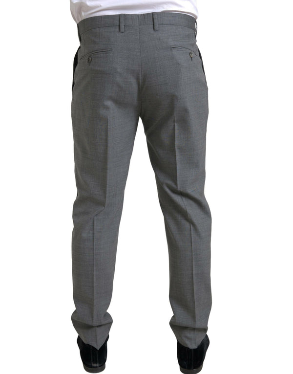 Eleganti pantaloni da abbigliamento da lana magro in grigio