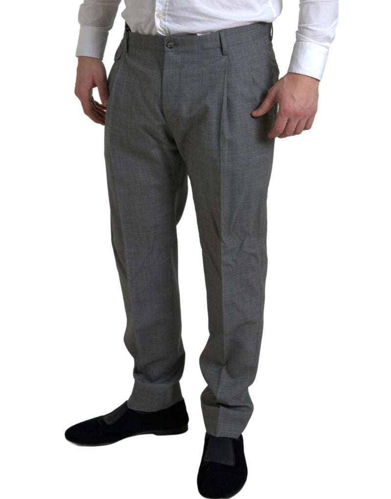 Elegantes pantalones de vestir de lana delgada en gris