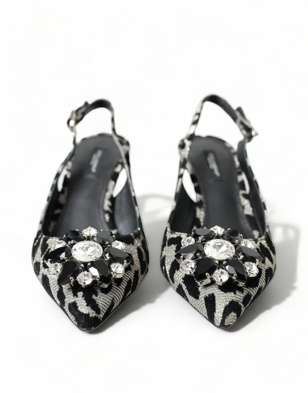 Crystal Leopard Slingback Talons Pompes