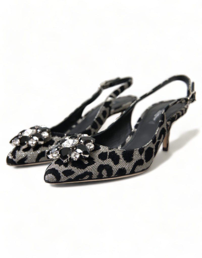 Pombas de tacones de litera de leopardo de cristal