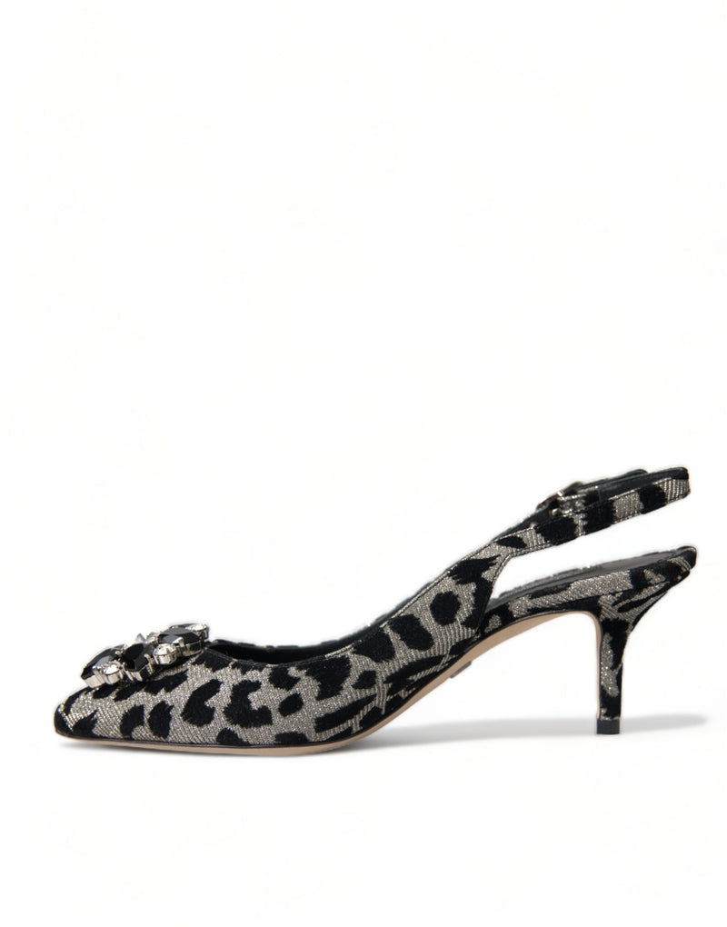 Crystal Leopard Slingback Talons Pompes