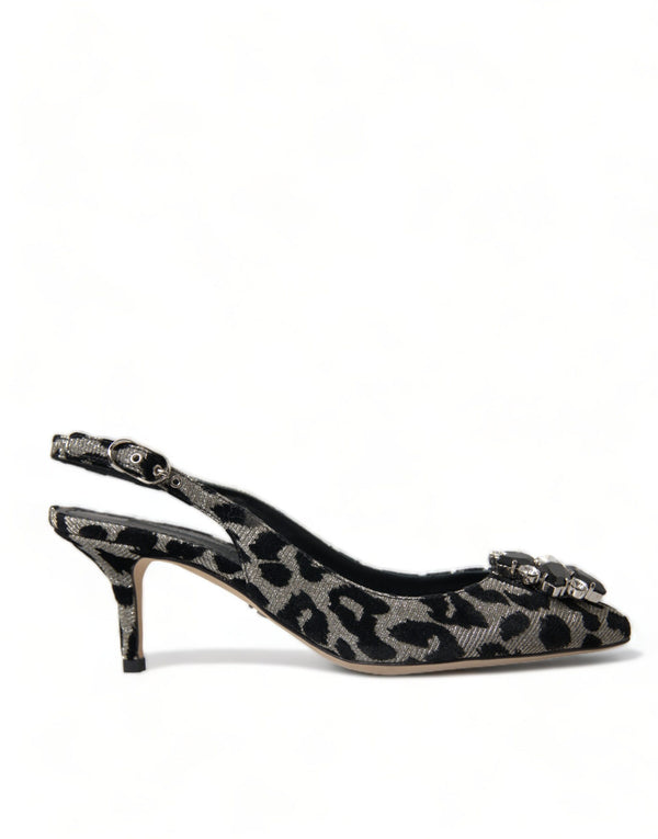 Crystal Leopard Slingback Talons Pompes