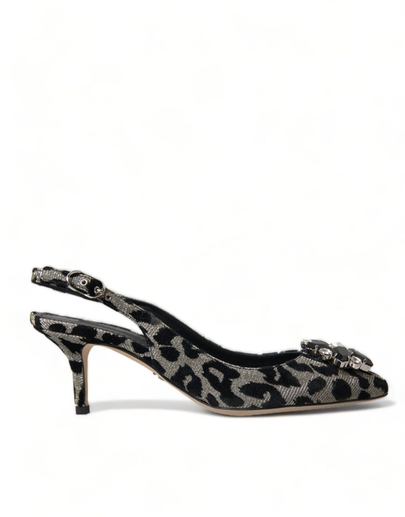 Crystal Leopard Slingback Heels Pumpen