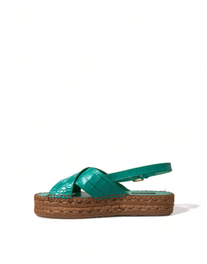 Elegante grüne Espadrille -Plattform Sandalen