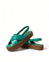 Elegante grüne Espadrille -Plattform Sandalen