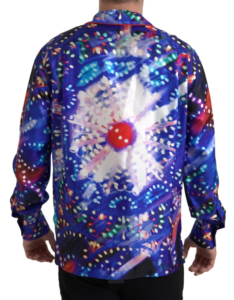 Psychedelic Print Seidenpyjama -Hemd