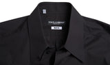 Elegant Slim Fit Black Baumwollhemdhemd