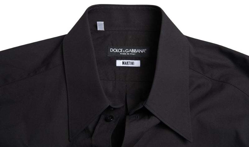 Camisa de vestir de algodón negro elegante Fit Negro