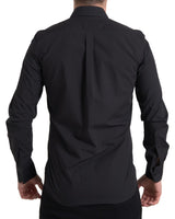 Elegant Slim Fit Black Baumwollhemdhemd