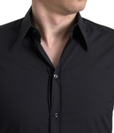 Elegante camicia in cotone nero in forma slim