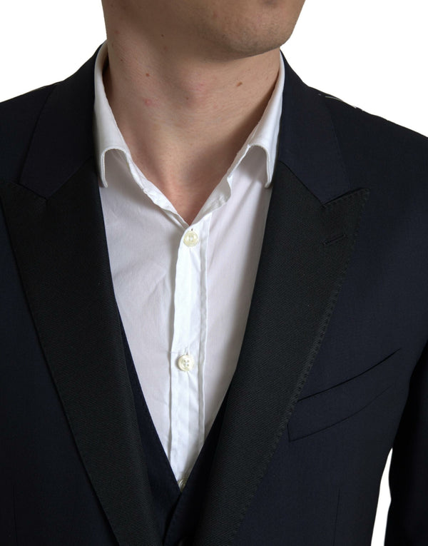 Elegante abito blu e nero martini slim fit