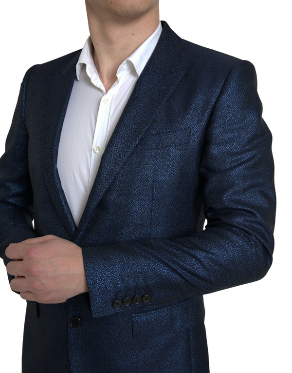 Abito metallico blu martini slim fit