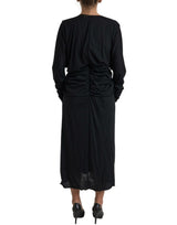 Robe enveloppante en laine noire élégante