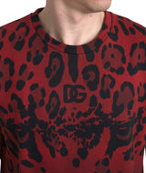 Camiseta sin mangas de algodón con estampado de leopardo rojo