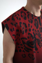 Roter Leoparden -Druck -Baumwoll -Tanktop