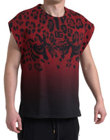 Roter Leoparden -Druck -Baumwoll -Tanktop