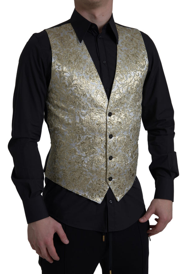 Elegante chaleco formal de seda de oro