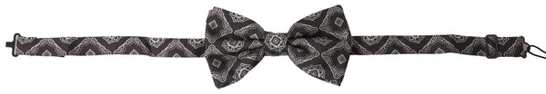 Elegant Silk Tied Bow Tie in Black & White