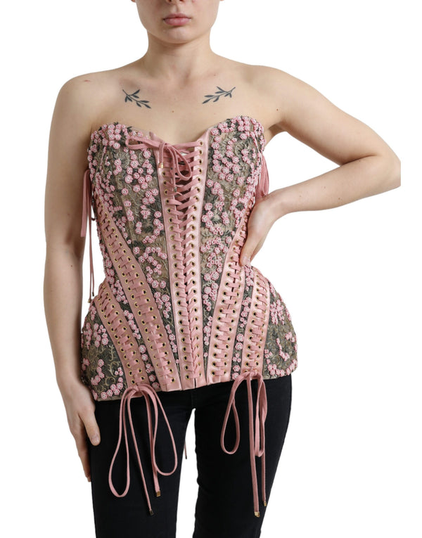 Seiden Nylon Bustier Korsett Oberteil in Pink