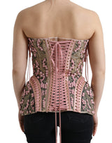 Top corsetto bustier in nylon da seta in rosa