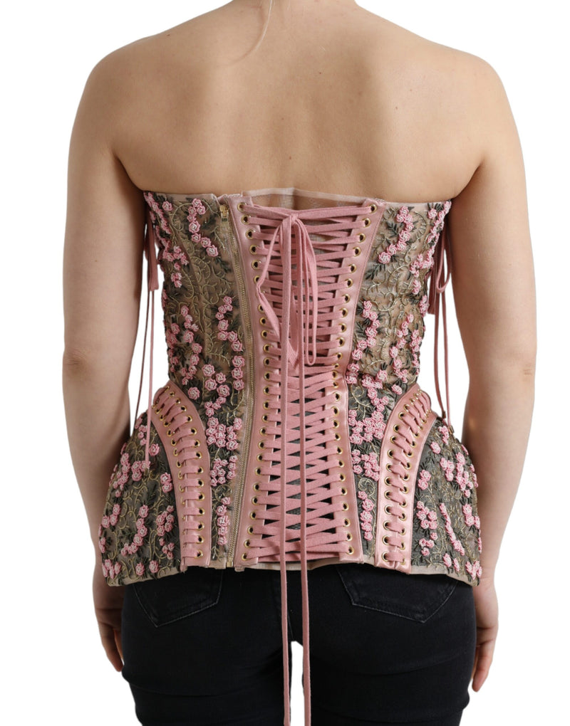 Top corset à bustier en nylon en soie en rose