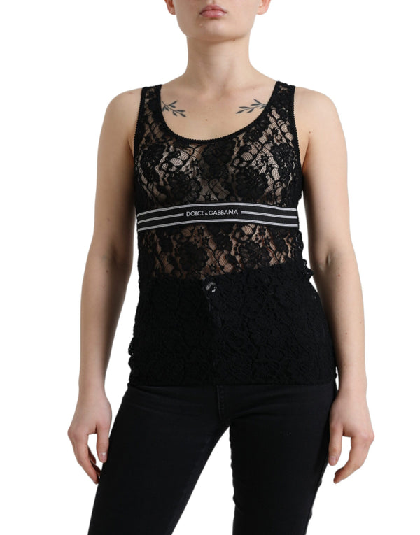 Elegantes Spitzen -Tanktop mit Logo -Streifen