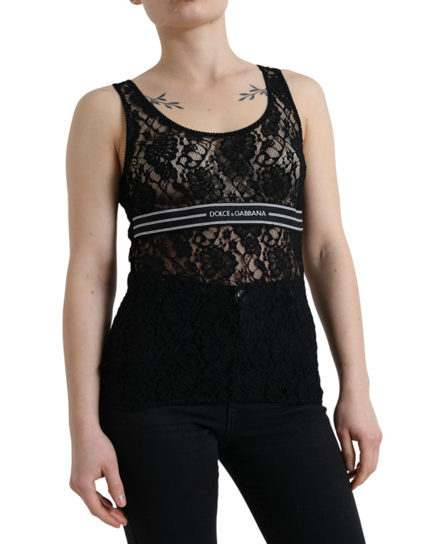 Elegantes Spitzen -Tanktop mit Logo -Streifen