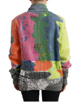 Maglione di dolcevita a strisce mohair multicolore