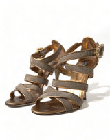 Bronzekristall Stiletto -Absätze Sandalen