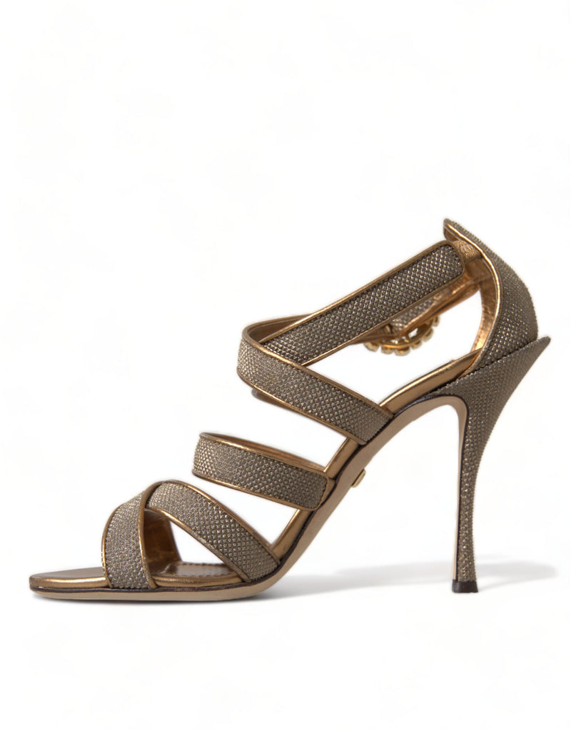 Bronzekristall Stiletto -Absätze Sandalen