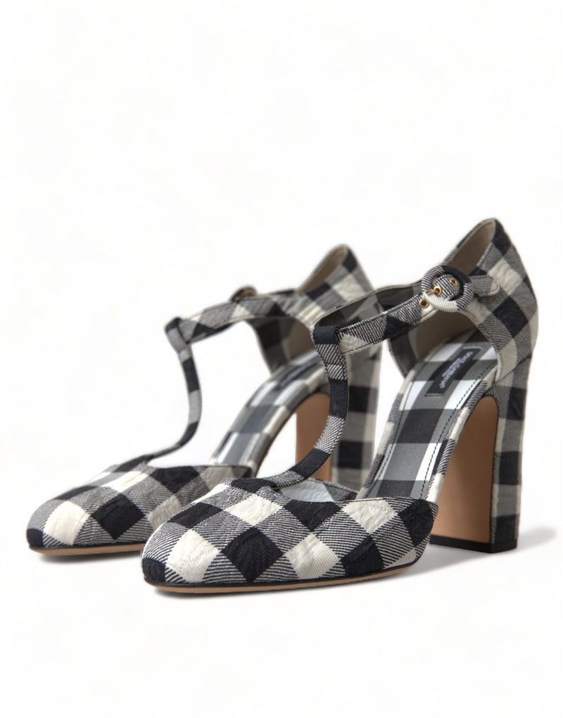 Chic Gingham T-strap Αντλίες: Timeless Mary Jane Heels