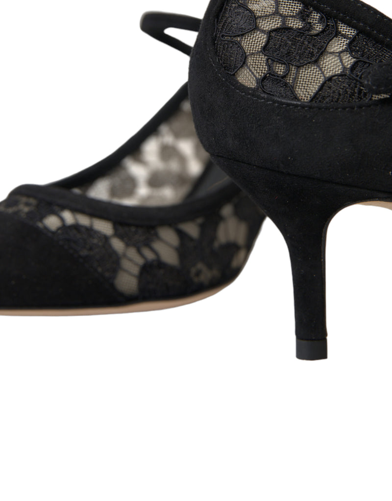 Elegant Black Taormina Lace Heels