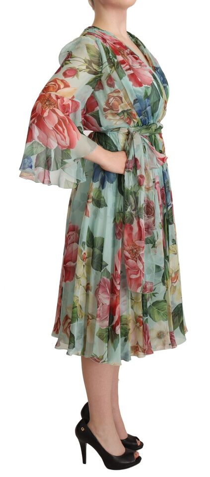 Blumenseide Midi Wrap Kleid