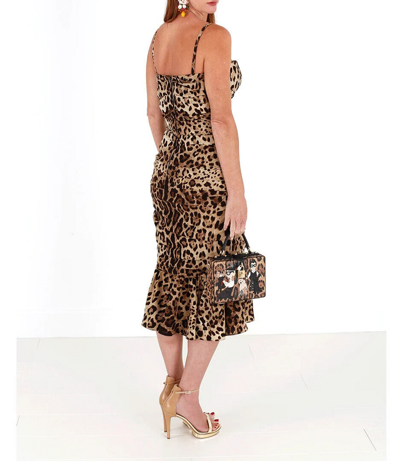 Elegante vestido de leopardo estampado cady