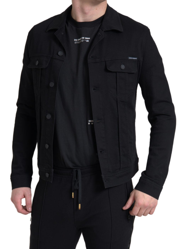 Elegante schwarze Denim -Logojacke