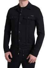 Elegante schwarze Denim -Logojacke