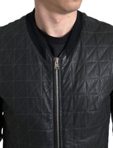 Elegante schwarze Lederbomberjacke