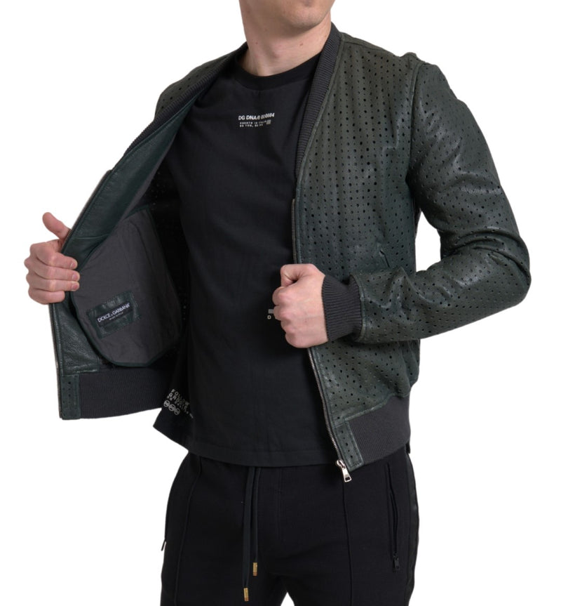 Emerald Green Ziegenleder -Bomberjacke