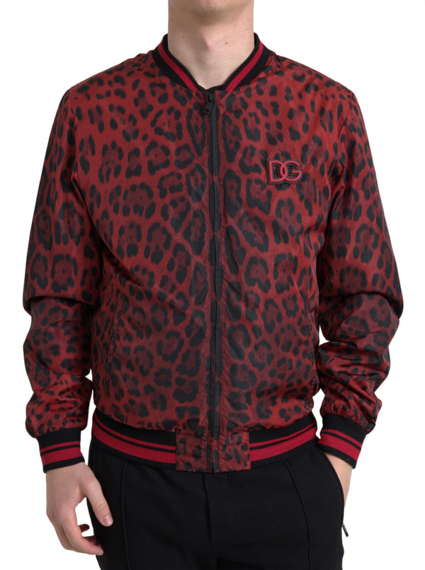 Giacca da bomber con stampa leopardata